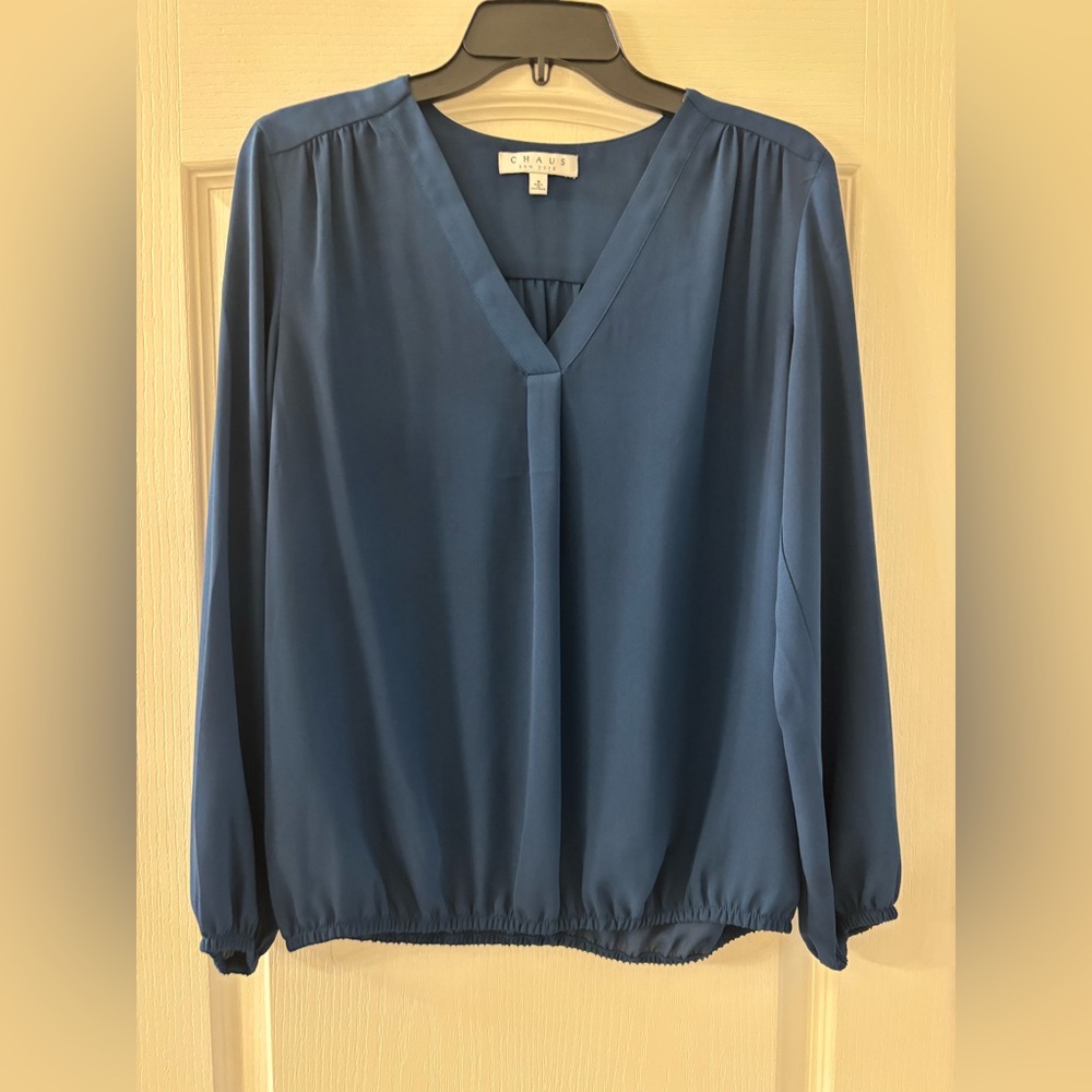 Chaus Blue 3/4 Sleeve Relaxed Blouse